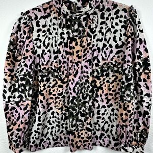 Veronica Beard Leopard Blouse - Pink and Black